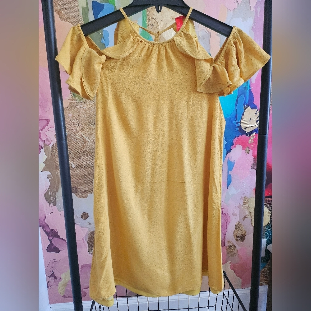 Chelsea & Violet Yellow Ruffle Sleeve Dress